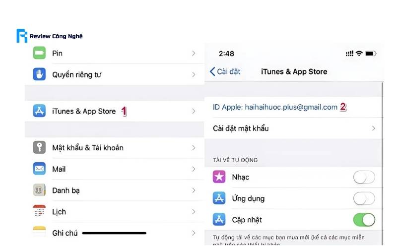 Chọn tài khoản Apple ID của bạn ở phía trên màn hình