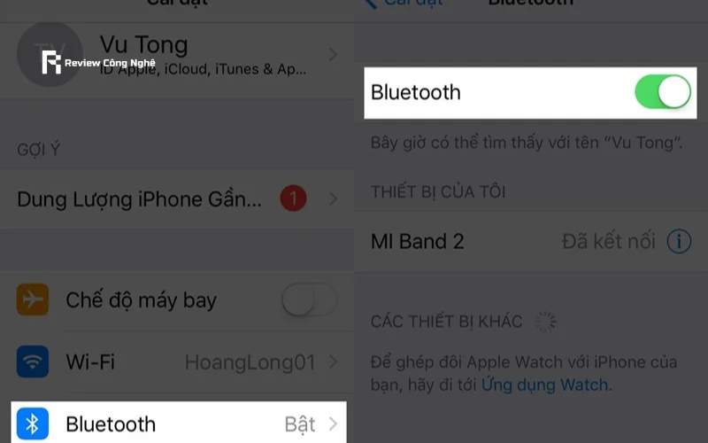 Chọn cài đặt > Bluetooth