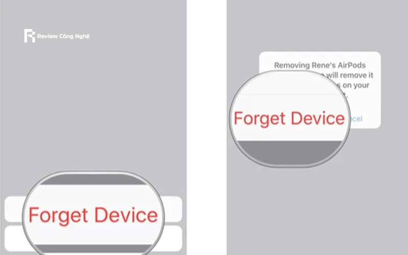 Nhấn chọn Quên thiết bị nhằm xác nhận iCloud xóa trên thiết bị khác