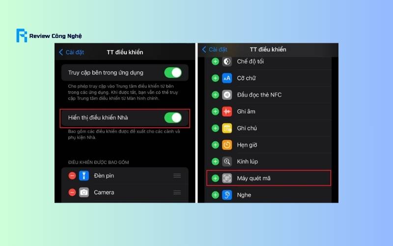 Tìm đến mục Máy quét mã và nhấn vào biểu tượng dấu “+”