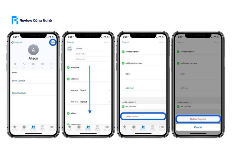 cách xoá danh bạ trên iphone