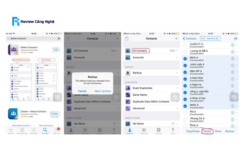 cách xoá danh bạ trên iphone