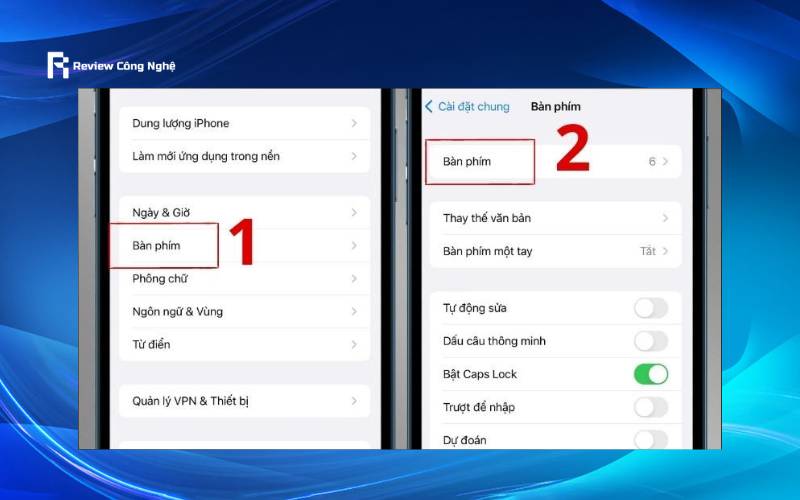 Chọn Bàn phím trong mục Cài đặt chung để tiếp tục
