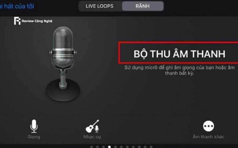 Nhấn vào Bộ thu âm thanh sau khi vuốt sang phải