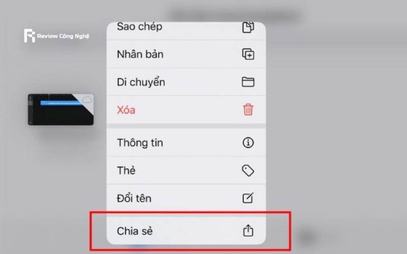 Nhấn chọn Chia sẻ