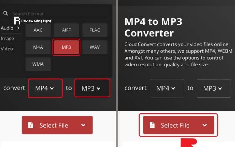Chọn Convert MP4 to MP3 rồi nhấn Select File