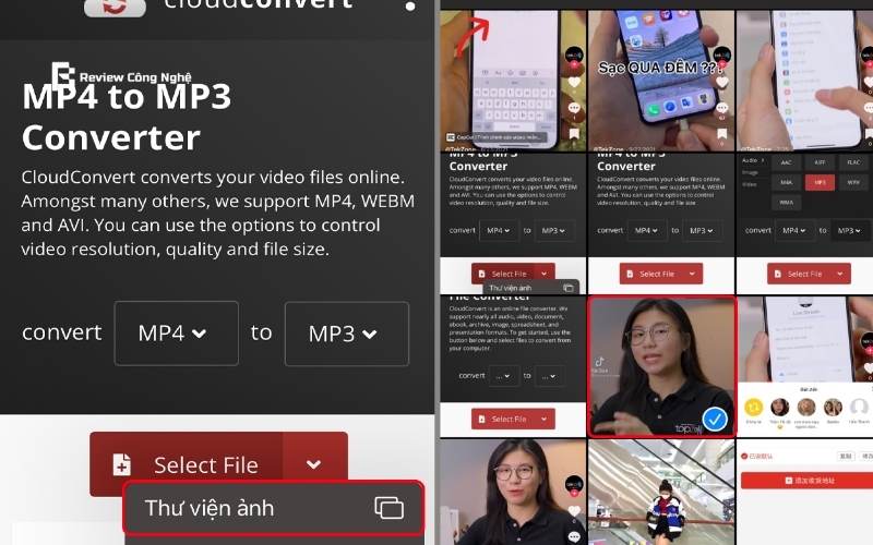 Thêm video đã tải trong Thư viện ảnh