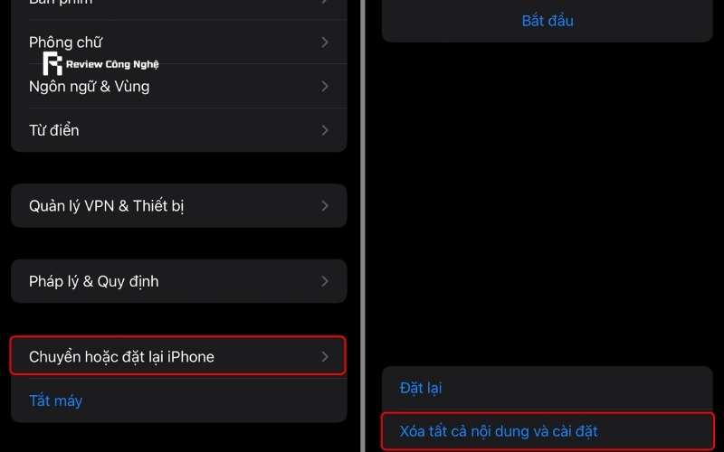 Chọn vào mục Chuyển hoặc đặt lại iPhone trong phần cài đặt