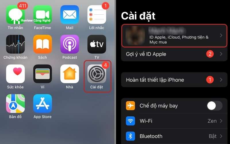 Vào phần iCloud trên điện thoại