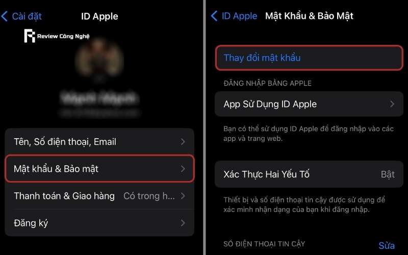 Vào phần Thay đổi mật khẩu của iCloud