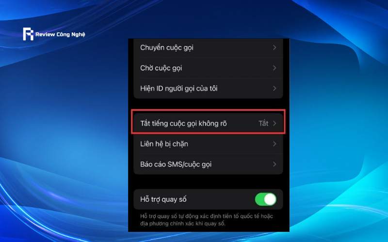 Chọn Tắt tiếng cuộc gọi không rõ