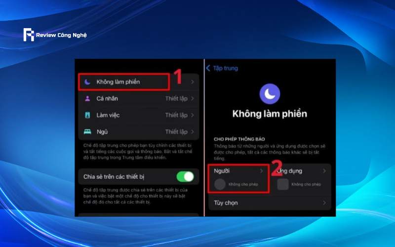 Nhấn vào dòng Không làm phiền (Focus)