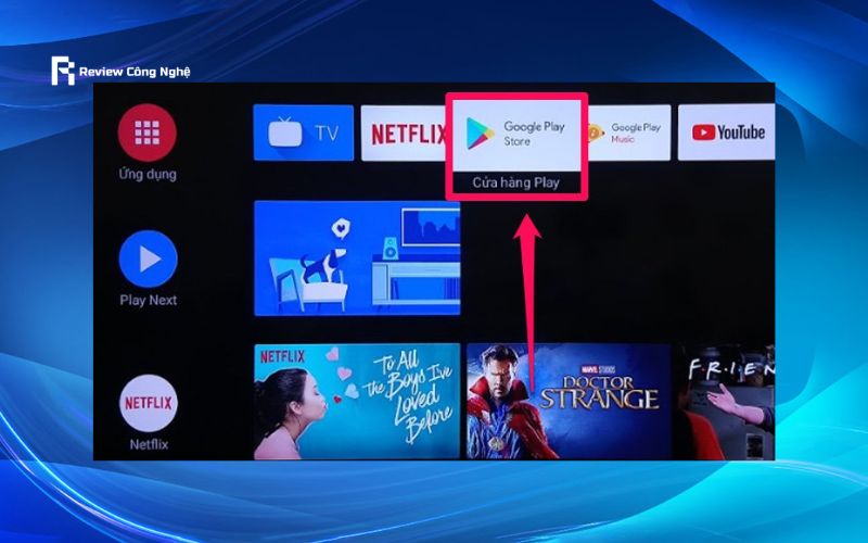 Nhấn nút Home trên remote để về màn hình chính của Android TV Sharp