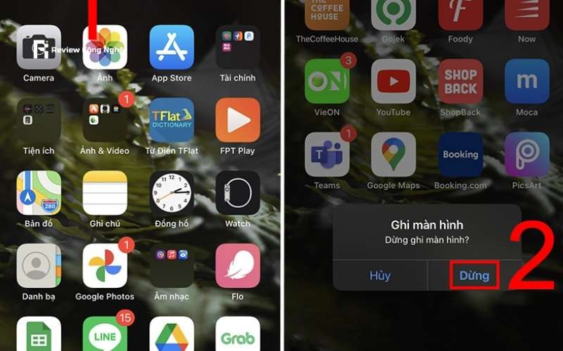 Nhấn vào biểu tượng màu đỏ ở bên góc trên bên trái rồi nhấn Dừng
