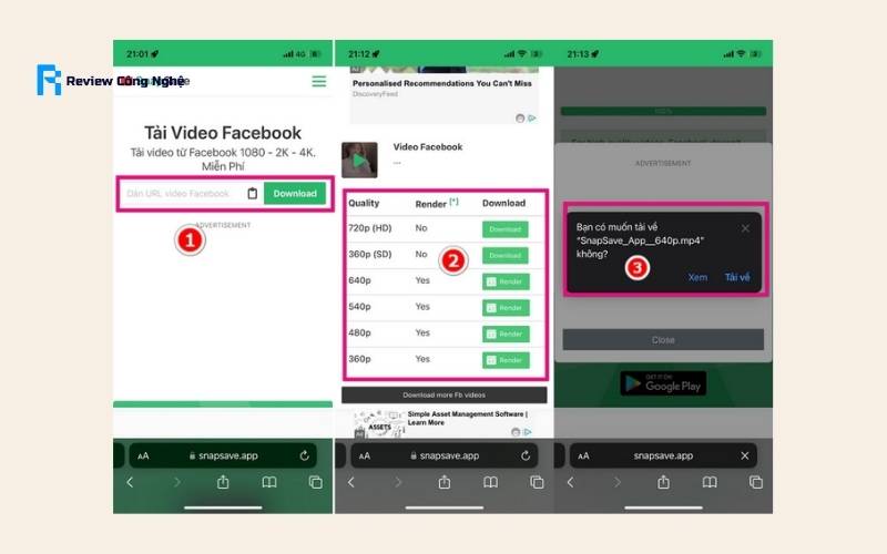 Tại trang chủ của Snapsave, chạm vào biểu tượng clipboard bên trái nút "Download" để dán đường link vừa sao chép.