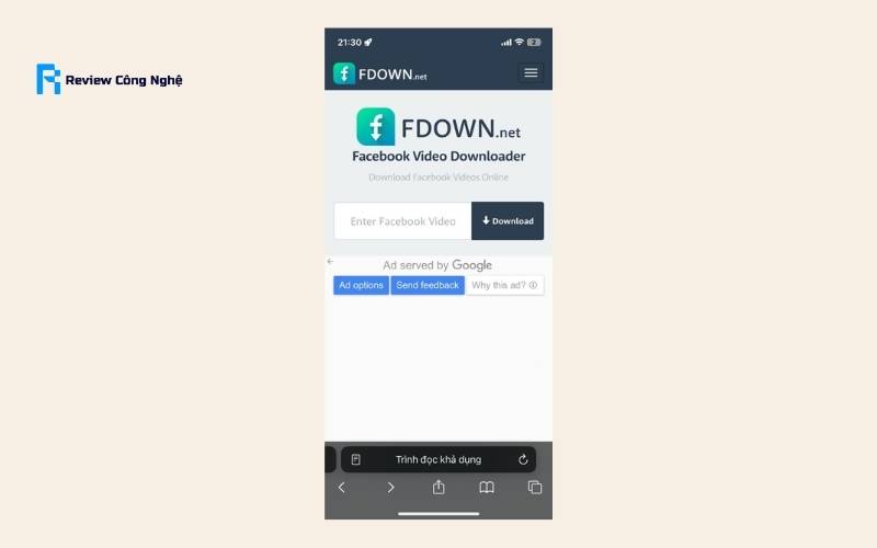 Mở trình duyệt Safari trên iPhone và truy cập trang web Fdown.net