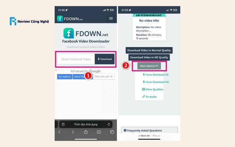 Khi trang web hiển thị các tùy chọn phân giải video, chọn độ phân giải mà bạn muốn tải về