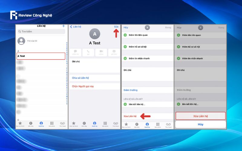 Cách xóa từng liên hệ trên iPhone thủ công
