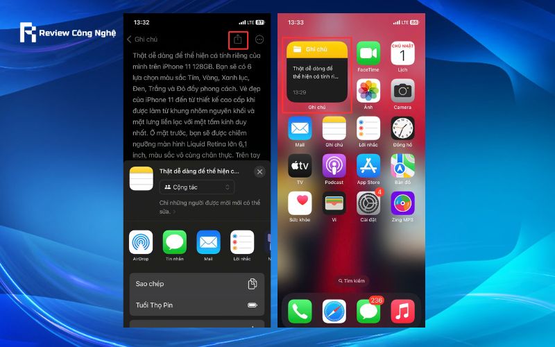 Cách tạo ghi chú trên màn hình điện thoại iPhone