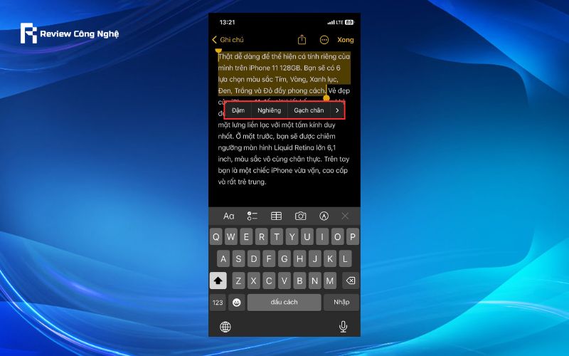 Cách định dạng văn bản trong ghi chú trên iPhone - Bước 3