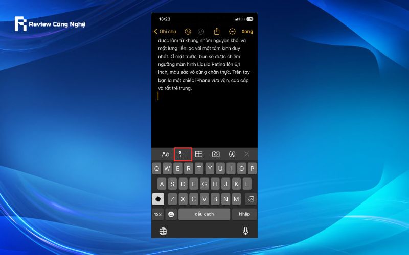 Tạo danh sách kiểm tra trên ghi chú của iPhone - Bước 2