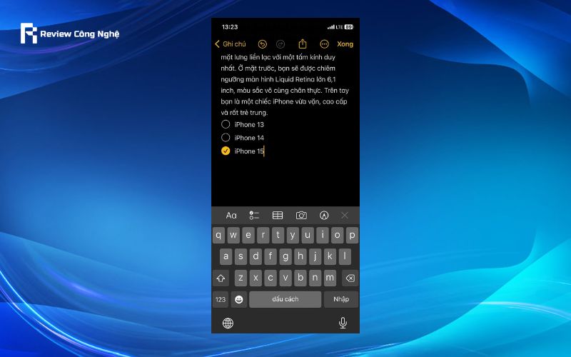Tạo danh sách kiểm tra trên ghi chú của iPhone - Bước 3