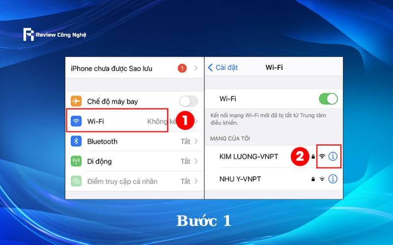 nhấn vào biểu tượng chữ i