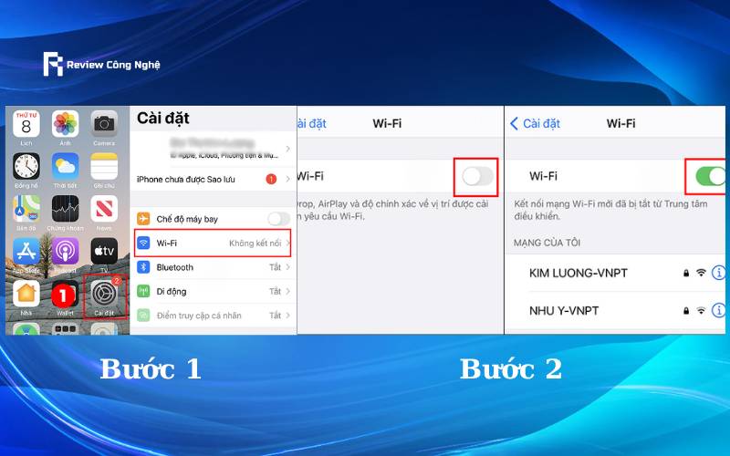 Bật Wi-Fi trong Cài đặt
