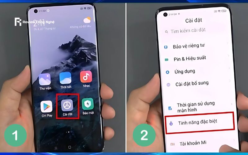 Bạn mở cài đặt để tìm mục tính năng đặc biệt