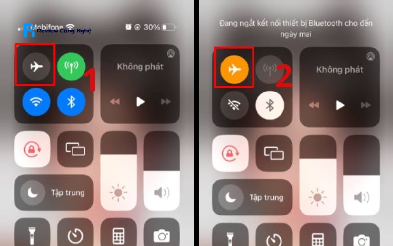 Bật tắt chế độ máy bay iPhone khắc phục SIM