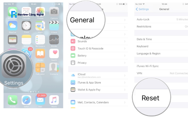 Đặt lại cài đặt mạng iPhone không mất dữ liệu
